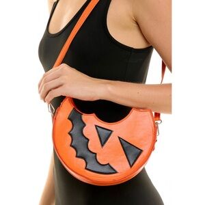 Orange and Black Pumpkin Design Purse/ Cross Body For Any Age In Great Condition